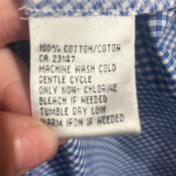 Talbots NWT VTG tshirt blue and white‎ plaid button up dress size 4 sleeveless - Picture 4 of 8